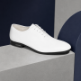Pantofi Oxford bărbați albi din piele naturală cu talpă neagră GKR71A